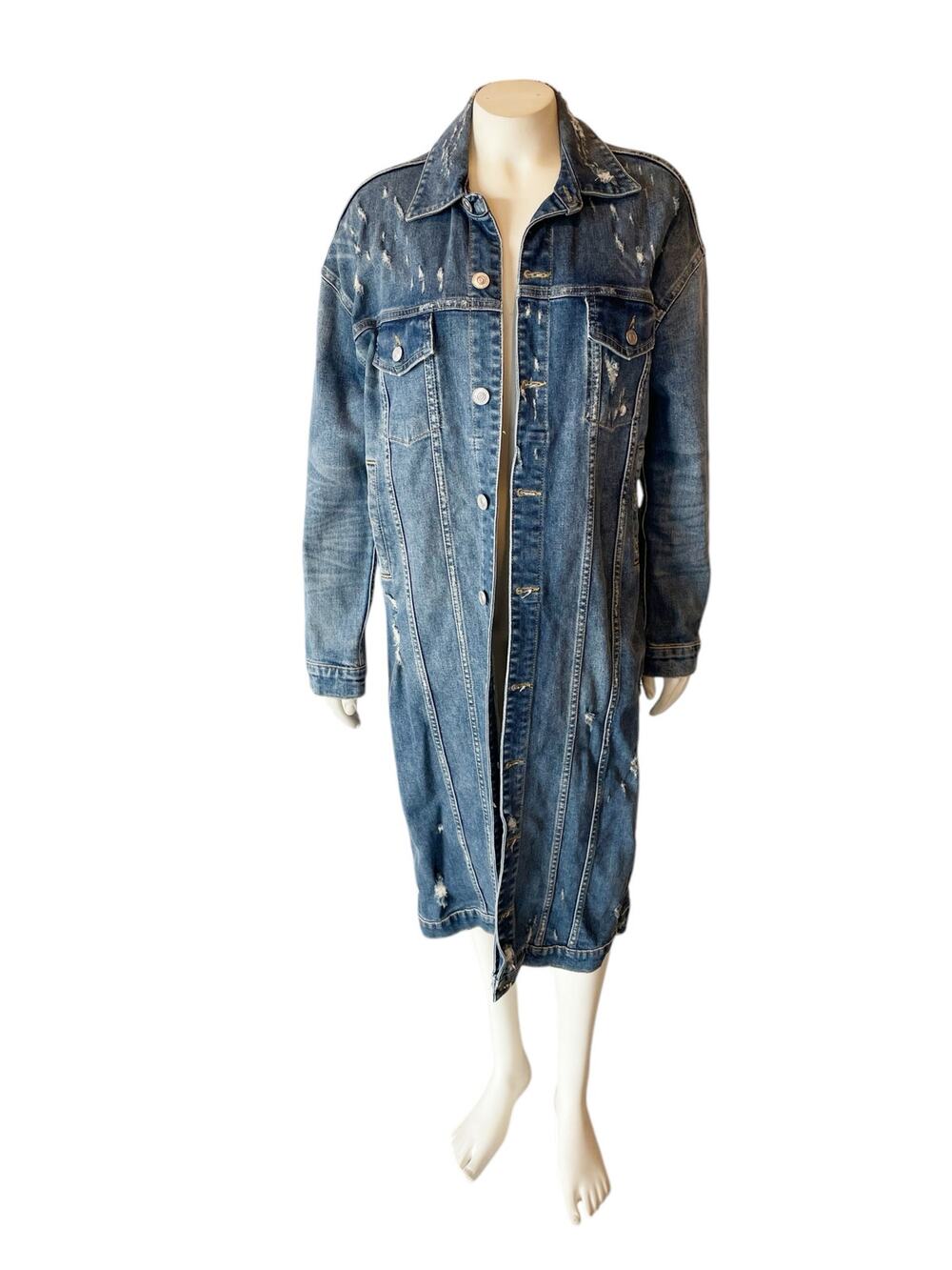 Hudson Aftermath Denim Duster Distressed Blue Jean Small